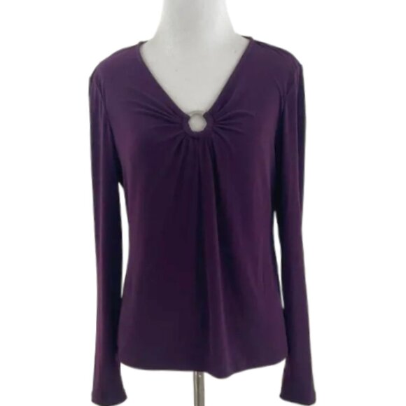 Calvin Klein Deep Burgundy  Long Sleeve Blouse s - Picture 1 of 7